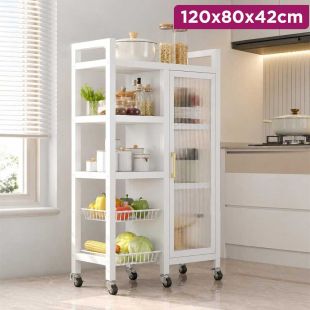 5-Tier Steel Kitchen Storage Cabinet 120 × 80 × 42 cm