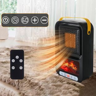 دفاية كهربائية صغيرة بمروحة مع جهاز تحكم عن بعد