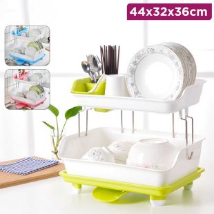 2 Tier Kitchen Sink Dish Drainer Rack with Tray