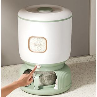 Rice Grain Cereal Dispenser and Storage Container Large 10kg with Rotating Egg Storage and Cup - Assorted Color