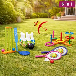 Complete 6 in 1 Sports Games Set for Kids