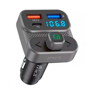 مشغل موسيقى و FM للسيارة و شاحن Type-C + USB مزدوج قوة 36 واط من Proove