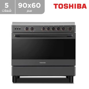 طباخ غاز 5 شعلات 60 × 90 سم مع فرن وشواية  من Toshiba