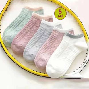 5 مجموعات جوارب شبكية رياضية نسائية قصيرة جيدة التهوية - ألوان متنوعة