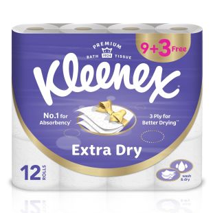 Kleenex Extra Dry Toilet Tissue Paper 3 Ply 12 x140 Sheets