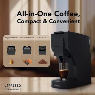 ماكينة قهوة 1350 واط 3 في 1 متعددة الكبسولات 20 بار من Lepresso