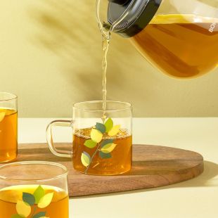 6 أكواب زجاجية مقاومة للحرارة تصميم أوراق الشجر 190 مل من Borosil