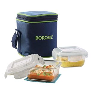 طقم علب طعام Klip N Store مع حقيبة قابلة للغسل من Borosil