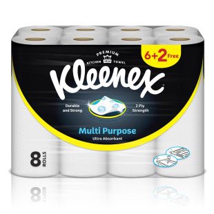 Kleenex Viva Multipurpose Ultra Absorbent Rolls 40 Sheets 6+2 Free
