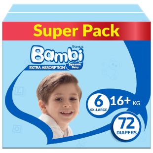 Sanita Bambi Baby Diapers Stage 6 XX Large ( +16 kg) - 72 Diapers