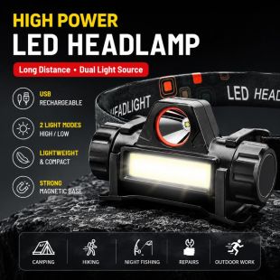 LED Rechargeable Dual-Light Headlamp with Magnetic Base