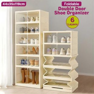 6 Layers Foldable Double Door Shoe Organizer