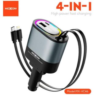 Moxom Retractable 4 in 1 Fast Car Charger 120W