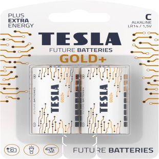 بطاريات Gold+ قياس C قلوية 1.5 فولت 2 قطعة من Tesla