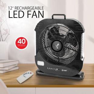 مروحة أرضية 40 واط قابلة للشحن مع إضاءة LED من Mr. Light