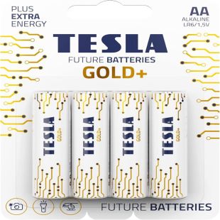 بطاريات Gold+ قياس AA قلوية 1.5 فولت 4 قطع من Tesla