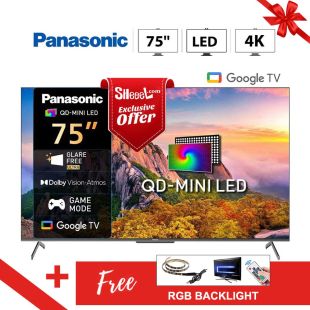 75-inch QD-Mini LED 4K Smart TV with Google TV by Panasonic + Free RGB Light