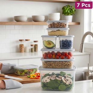 8 Pcs Stackable Clear Plastic Food Storage Container Set