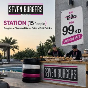 Station for 15 People Burgers + Chicken Bites + Fries + Soft Drinks from Seven Burgers