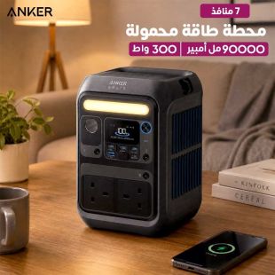 محطة طاقة محمولة 7 منافذ 300 واط من Anker