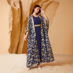 طقم فستان وعباية شيفون للسيدات