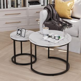 2PCS Nesting Coffee Table Set by Smuxee - White