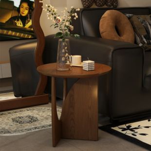 طاولة جانبية دائرية نورديك من خشب صلب 50×50×50 سم