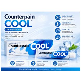Counterpain Cool Analgesic Gel provides a cooling sensation to help relieve muscular aches and pain 60G