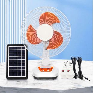 مجموعة مروحة طاولة بالطاقة الشمسية مع إضاءة LED - ألوان متنوعة