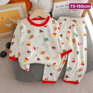 Red Christmas Summer Cotton Pajama Suit for Girls