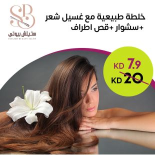 خلطة طبيعية للشعر + غسيل + سشوار من Stylish Bueaty Salon