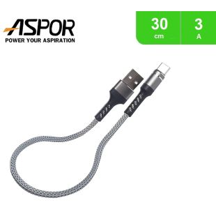 كيبل شحن سريع Type C بقوة 3 أمبير وطول 30 سم من Aspo