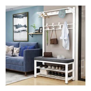 رف تعليق ملابس مع مقعد ومنظم أحذية 170 × 100 × 33 سم