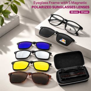 Eyeglass Frame with Magnetic Polarized Sunglasses Lenses - Sheeel Offers