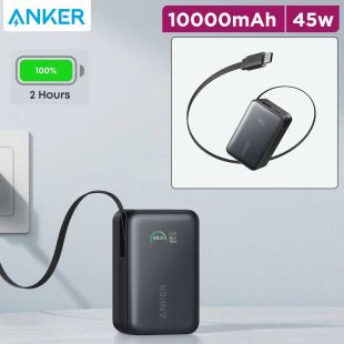 Anker Nano 10000mAh 45W Power Bank with Retractable USB-C Cable