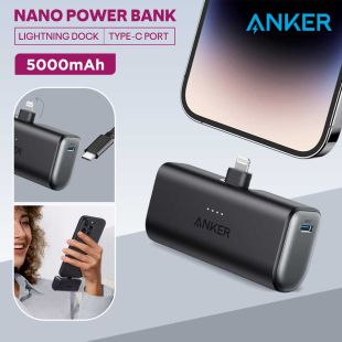 5000mAh Nano Power Bank with Lightning Dock and Type-C Port by Anker