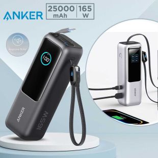 Anker Laptop Power Bank 25000mAh 165W with Built-In Cables