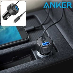 شاحن سيارة مع موصل Lightning – أسود من Anker