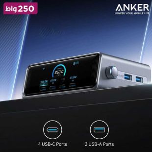 شاحن Anker Prime فائق القدرة 250 واط مع 6 منافذ بتقنية GaNPrime من Anker