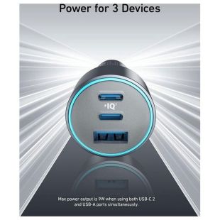 شاحن سيارة منفذين Type-C ومنفذ USB-A  قوة 67 واط من Anker