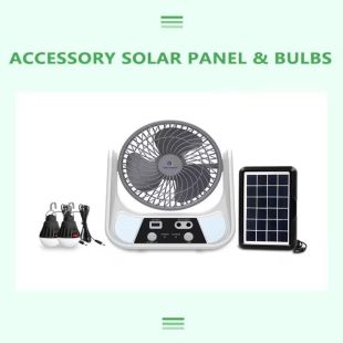 مروحة محمولة بالطاقة الشمسية 3000 مل أمبير مع 2 مصباح LED