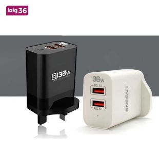 شاحن حائط 36 واط بمنفذين USB-A من Onesam