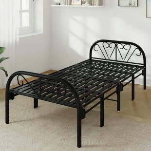 سرير معدني فردي قابل للطي 90 × 190 سم