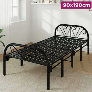 Single Metal Foldable Bed 90 × 190 cm