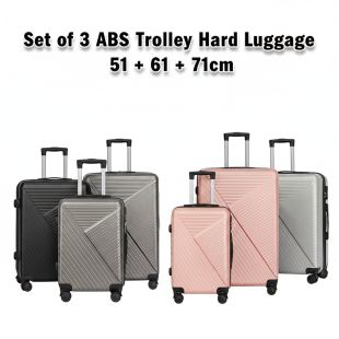 طقم 3 حقائب سفر صلبة ABS تروللي 51 + 61 + 71 سم