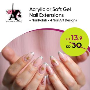 Acrylic or Soft Gel Extensions + Nail Polish + Nail Art on 4 Nails at Paris Leopard Lounge Salon