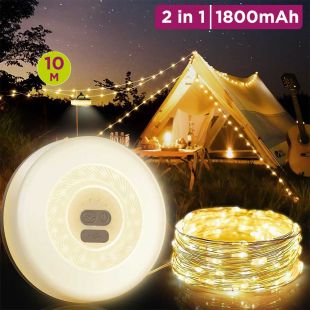 2 in 1 Rechargeable LED Torch and String Light 10M