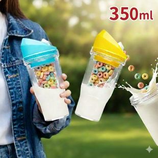 350ml Dual Cereal Cup for Cereal Separation - Assorted Colors