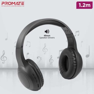 High Fidelity Wireless Over-Ear Headphones with 1.2m AUX Cable by Promate