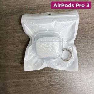غطاء حماية TPU شفاف مع مشبك دائري لسماعات AirPods Pro 3